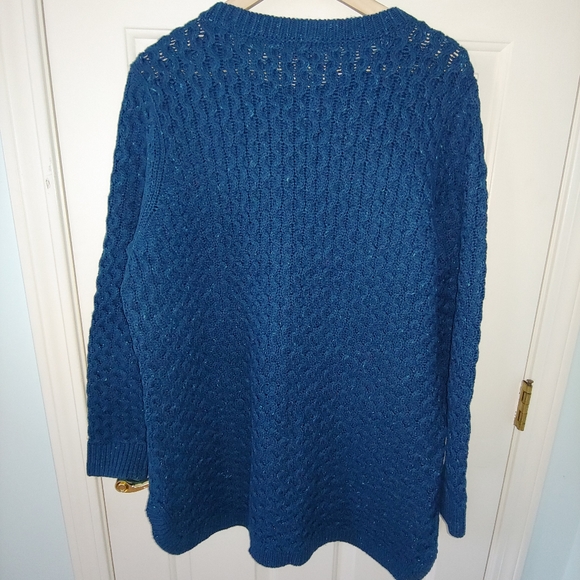 EUC Plus Size Lands’ End Teal Blue Flecked Crew Neck High-Low Sweater – Size 1X - Picture 7 of 8